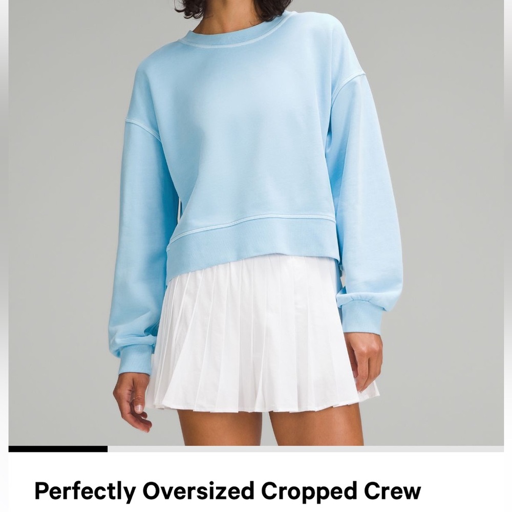NWT lululemon cropped crew, blue mineral dye, size 8